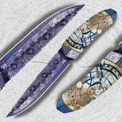 Sběratelský Dellinger EVIL DRAGON Laminated Nr. 08, modřená ocel, mamutí kel