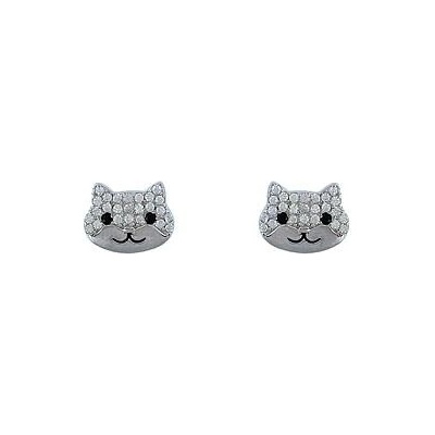 Infinitysilver stříbrné náušnice kočičky s černýma očima L4361202b
