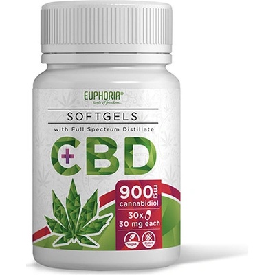 Euphoria CBD kapsule softgels 900 mg širokospektrálny 30 ks x 10 mg