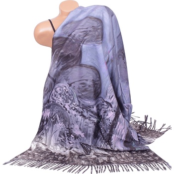 Image 1 of Кашмирен шал в сиво с ресни