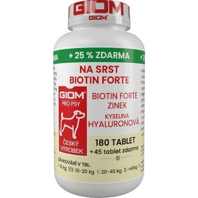 Giom pes Na srst Biotin FORTE 180 tbl + 25% zdarma