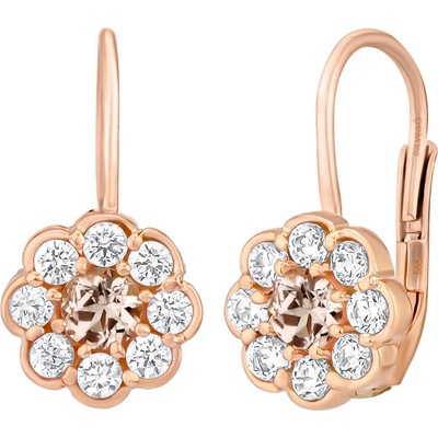 SILVEGO Zlaté náušnice Marguerite z růžového zlata s přírodním morganitem a Brilliance Zirconia SILVEGOB32655GRMO