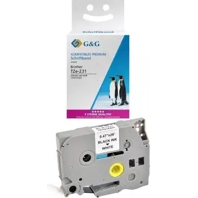 G&g - ninestar ЛЕНТА ЗА ЕТИКЕТНИ ПРИНТЕРИ BROTHER ТИП TZ - 12 mm x 8, 00 m - BLACK ON WHITE TAPE - TZE231 (TZE-231) - PN RL-BR-TZ231-BK - G&G (300BRATZE231GG)
