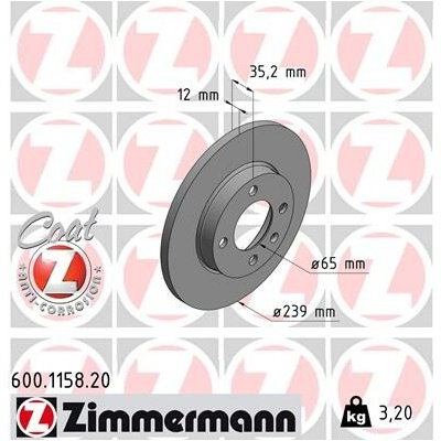Brzdový kotúč ZIMMERMANN 600.1158.20 (600115820)
