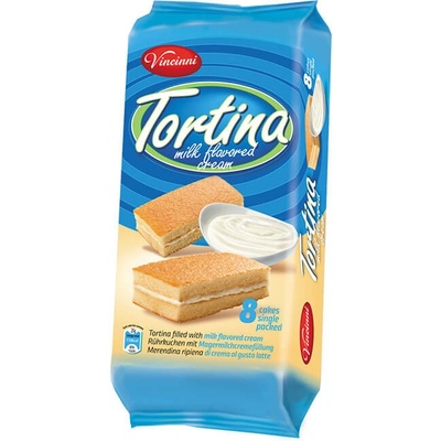 Vincinni Tortina Piškótový rez plnený krémom s mliečnou príchuťou 8 x 25 g