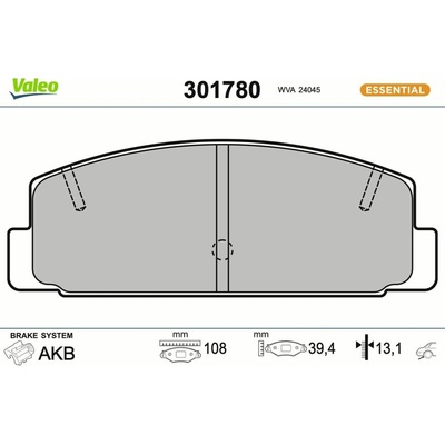 Sada brzdových platničiek kotúčovej brzdy VALEO 301780 301780
