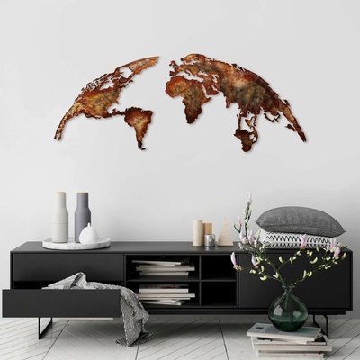 Wallity Nástěnná kovová dekorace World Map Medium 1 vícebarevná
