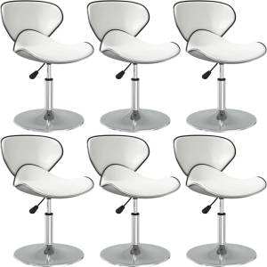 vidaXL Трапезни столове, 6 бр, бели, изкуствена кожа (3088585)