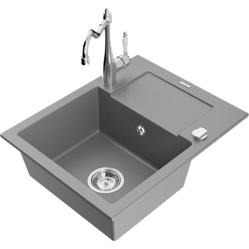 Mexen Enzo гранитна мивка с 1 отделение с дренаж и кухненски смесител Carla, (6506-71-670700-00)