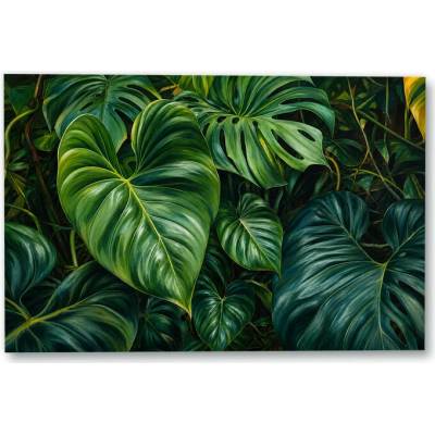 Plakát – Zelené listy v husté kompozici 135 × 90 cm Bez rámu Ne Bez rámu
