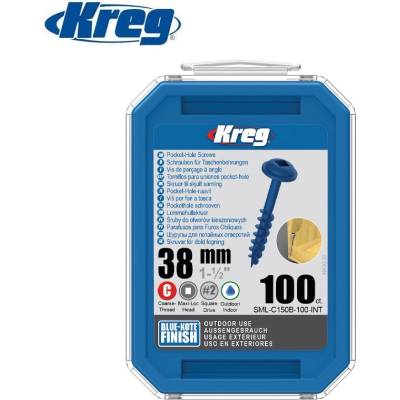 Kreg Tool Винтове за дърво Kreg 38 мм, Blue-Kote покритие, комплект 100бр. / Kreg SML-C150B-100 / (Kreg SML-C150B-100)