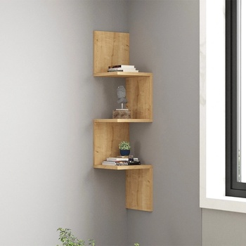 TopMebel Рафт за стена Zikzak TopMebel от меламин в цвят сапфирен дъб 25x25x105.4cm