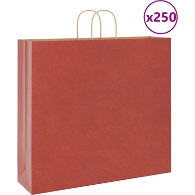 vidaXL Хартиени торбички 250 бр с дръжки червени 54x15x49 см (4101766)