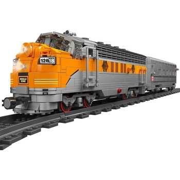 Mould King 12018 World Railway Dieselová lokomotíva EMD F7 s vagónom R/C