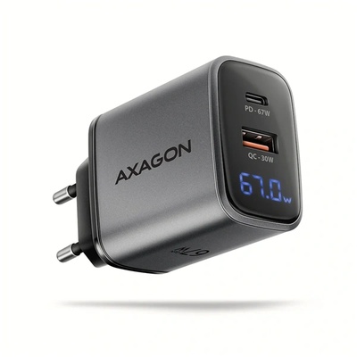 AXAGON ACU-PQ67D PD3.0 & QC4+ 2xOUTPUTS Стенно зарядно устройство за LCD дисплеи 67W Черно (ACU-PQ67D)