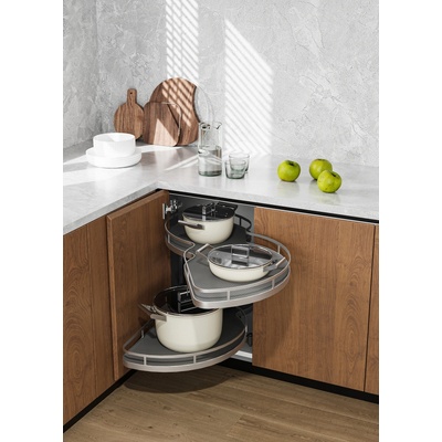 Cemux Corner Style rohová police s tlumením 900 mm chrom/šedé dno pravá – Zboží Dáma