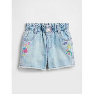 GAP Детски дънкови къс панталон Paperbag Mom GAP GAP | Sin | Момичешки | 12-18 месеца