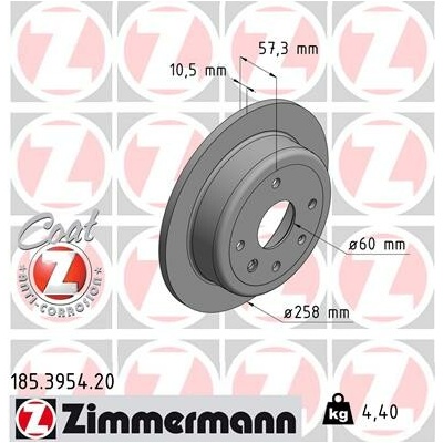 Brzdový kotúč ZIMMERMANN 185.3954.20 (185395420)