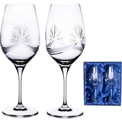 Bohemia Crystal 2 broušených sklenic na červené víno brus Mašle 450 ml