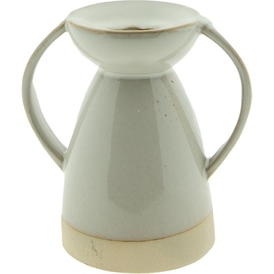 Béžový porcelánový svícen na úzkou svíčku Chrie - 9*7*9 cm - Clayre & Eef