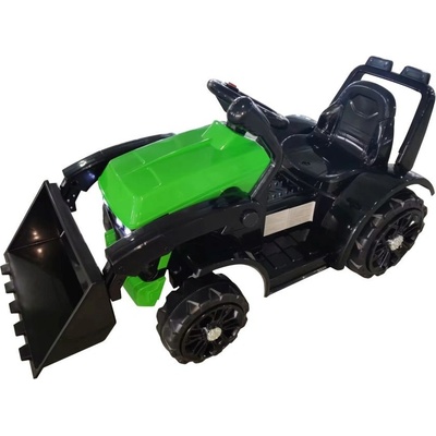 mamido Dětský elektrický traktor s radlicí zelený