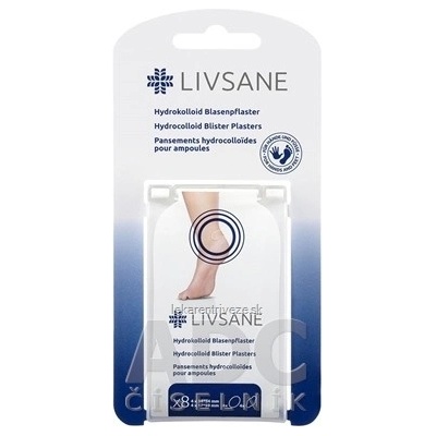 Livsane Hydrokoloidné Náplasti Na Pľuzgiere 2 veľkosti (35x54 mm, 17x59 mm) 1x8 ks