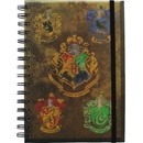 CurePink Poznámkový A5 blok Harry Potter: Hogwarts Crests 14,8 x 21 cm kroužková vazba SR72083