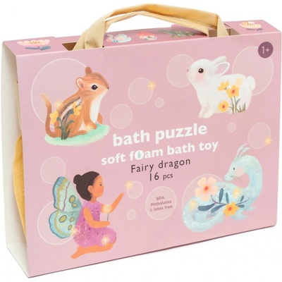 Petit Monkey Pěnové dětské puzzle do vany Fairy 16 ks růžová barva plast