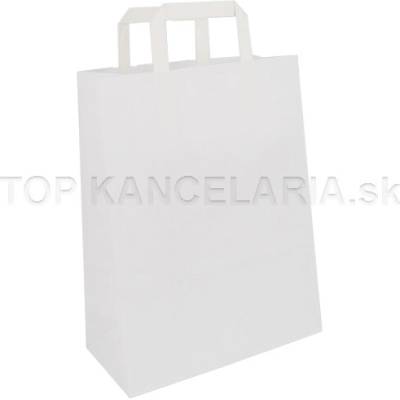 Harmanec Papierová taška s plochou rúčkou 26x12x35cm Biela