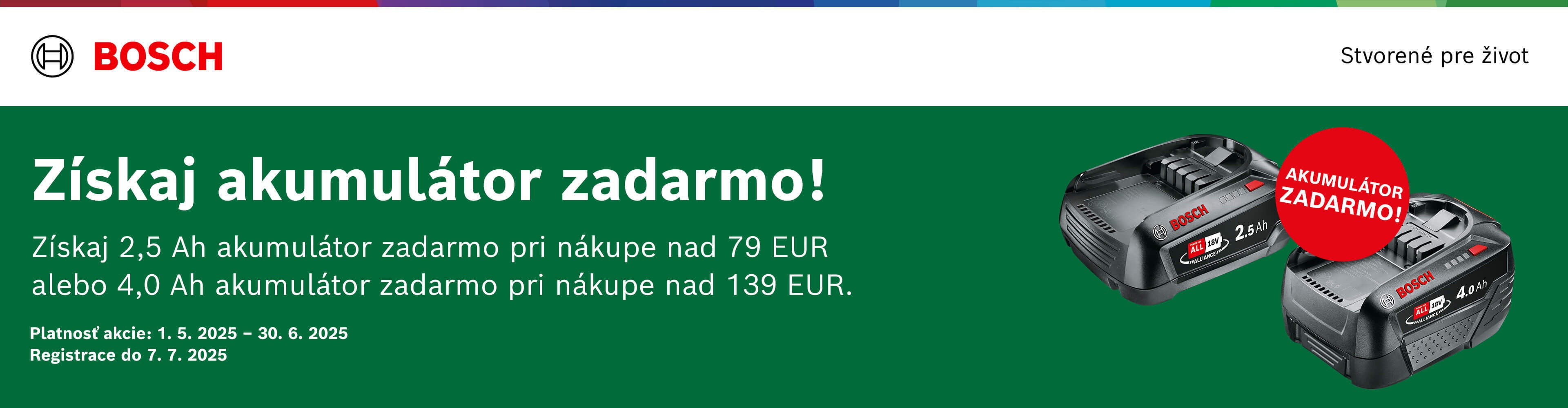 Nakúp náradie Bosch a získaj akumulátor zadarmo