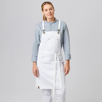 EXNER Къса и удобна бяла готварска престилка с джобове Exi и лесно регулируем размер (2494510)
