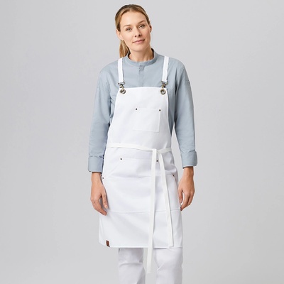 EXNER Къса и удобна бяла готварска престилка с джобове Exi и лесно регулируем размер (2494510)