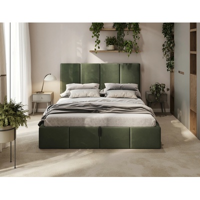 ComfortMatrace Valencia so zdvíhacím roštom a úložným priestorom výška čela 110 cm khaki