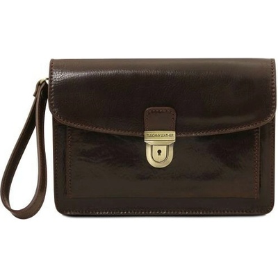 Tuscany Leather Pánska kožená taška/etue Max tmavohnedá