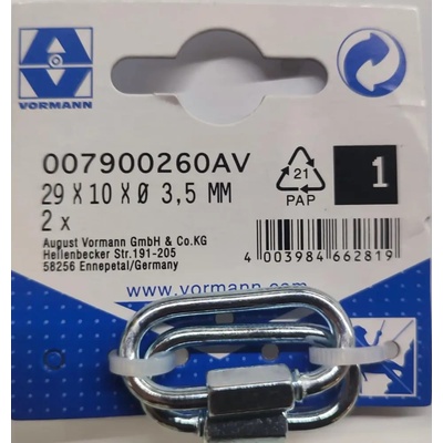 Vorman КАРАБИНА ОВАЛ С ГАЙКА 3.5mm 29/5x10 2БР (4003984662819)
