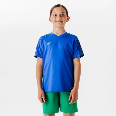 Kipsta Essentiel detský futbalový dres s krátkym rukávom modrý