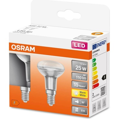 Osram 2PAK LED žiarovka E14 R50 1,5W 25W 110lm 2700K Warm 36° STAR