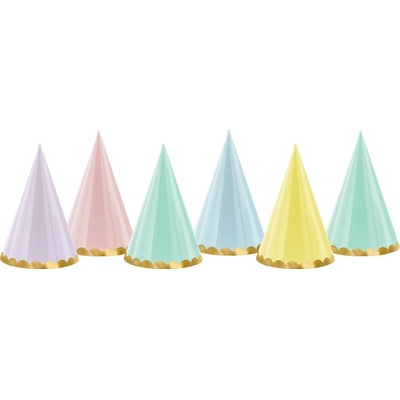 PartyDeco Párty čiapočky pastelové 16cm 6ks