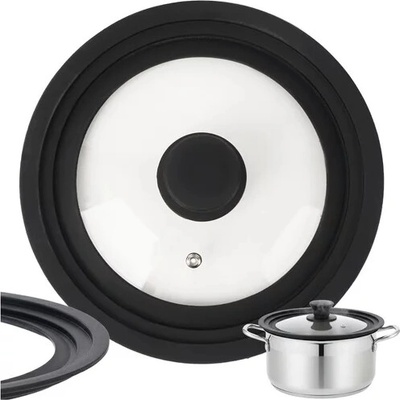 Ruhhy 25563 Univerzálna sklenená pokrievka so silikónovým lemom 18/20/22 cm