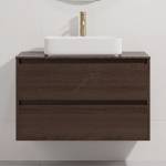 Bath Deluxe Шкаф за баня с мивка TRONDHEIM/LJORDAL 90x57x46 см орех/бял (SETBT0153D)