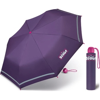 Scout Basic dívčí skládací deštník s reflexním proužkem fialový