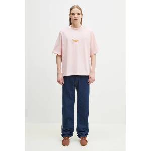 Marcelo Burlon Памучна тениска County Flame Boxy T-Shirt Pink Red (CMAA05AS25JER0073025)