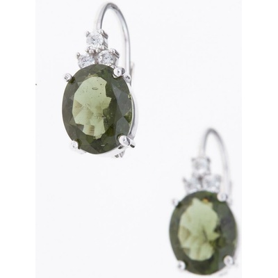 My Moldavite Stříbrné náušnice s vltavíny a zirkony 024Z