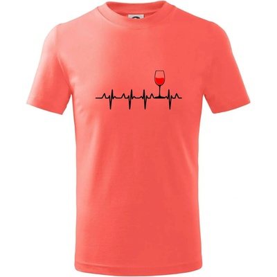 Víno ekg tričko dětské bavlněné korálová