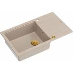 Quadron Вградена композитна мивка Quadron Unique Evan 136 XL бежово-златна 86x50 см (HCQE58650U2_PVDG1_P2O) Мивка за вграждане