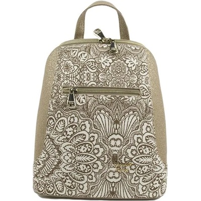 Български обувки Ежедневна дамска чанта тип раница бежов цвят 786-4wh