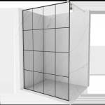 Mexen Kioto стена за душ Walk-in 150 x 200 см, черна решетка 8 мм, четкан никел - 800-150-101-97-77 (800-150-101-97-77)