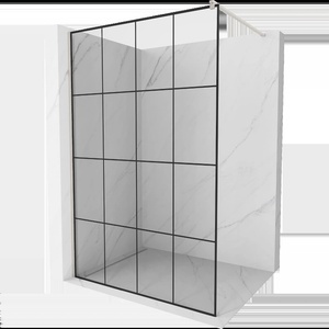 Mexen Kioto стена за душ Walk-in 150 x 200 см, черна решетка 8 мм, четкан никел - 800-150-101-97-77 (800-150-101-97-77)