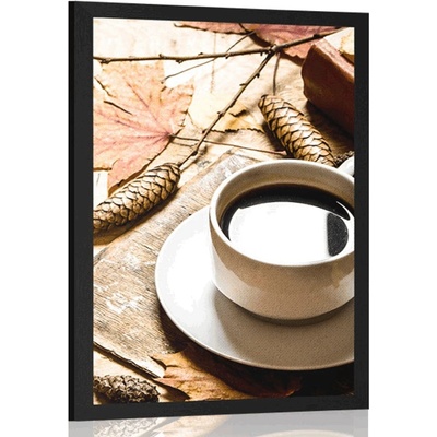 Plakát šálek kávy v podzimním nádechu - 20x30 black