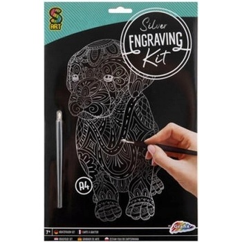 Vyškriabavacie obrázky dúhový strieborný Pes